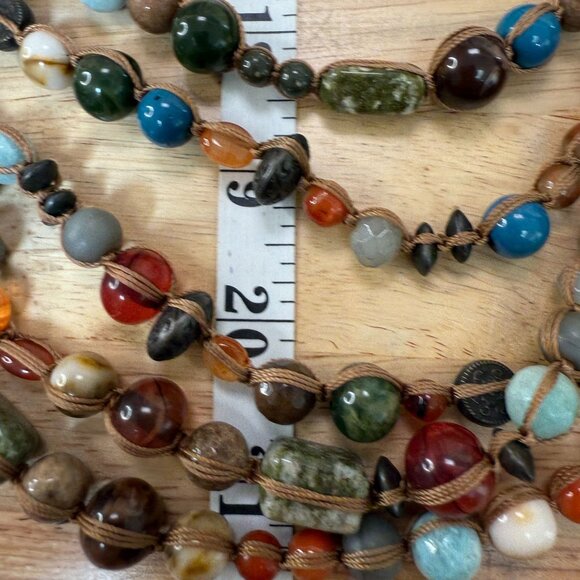 Chicos Multicolor Beaded Necklace & Earrings Set Stone, Boho, Gypsy, Statement, - Picture 8 of 9